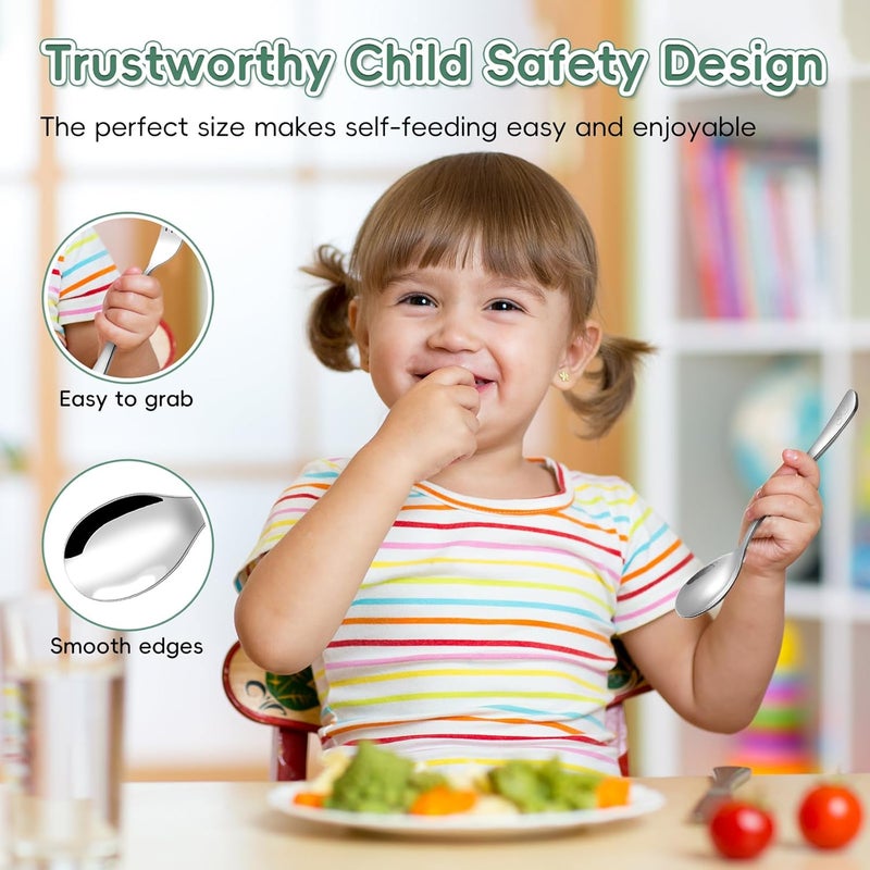 ITITT Stainless Steel Toddler Spoons Set - 12 Pieces Food Grade Kids Spoons Set Safe Kids Silverware Children Small Spoon Metal Toddler Utensils Mirror Polished Sturdy and Durable Dishwasher Safe - Image 3